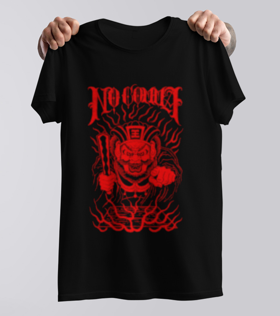 No Comma Demon Warrior Red Streetwear Tiger Mask Samurai T-Shirt