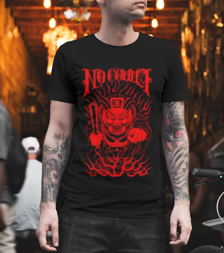 No Comma Demon Warrior Red Streetwear Tiger Mask Samurai T-Shirt