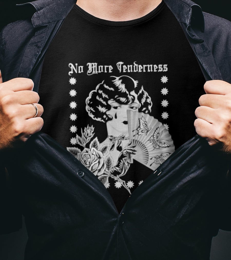 No More Tenderness Gothic Deco Rose Face Fan Butterfly T-Shirt