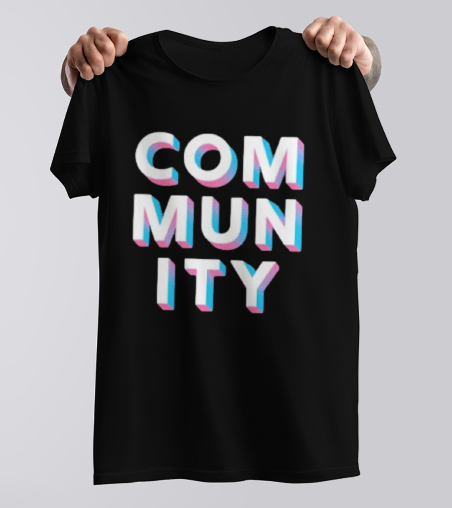 Community Colorful 3D Text Block T-Shirt