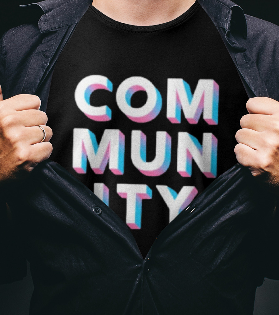 Community Colorful 3D Text Block T-Shirt