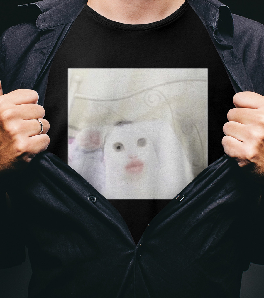 Cursed Cat Meme Funny Distorted Face Filter Selfie T-Shirt
