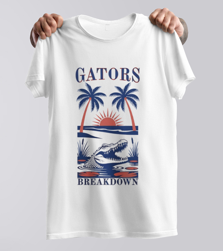 Florida Gators Tropical Sunset Alligator Breakdown Palms T-Shirt