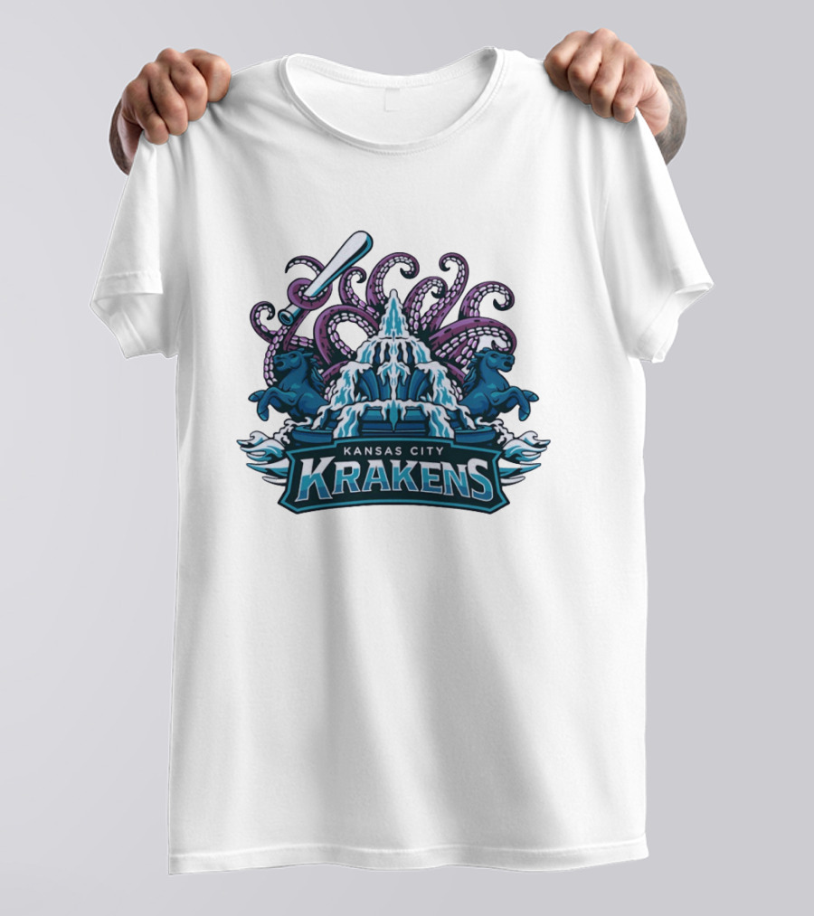 Kansas City Krakens Fountain Octopus Horses Sports Team T-Shirt