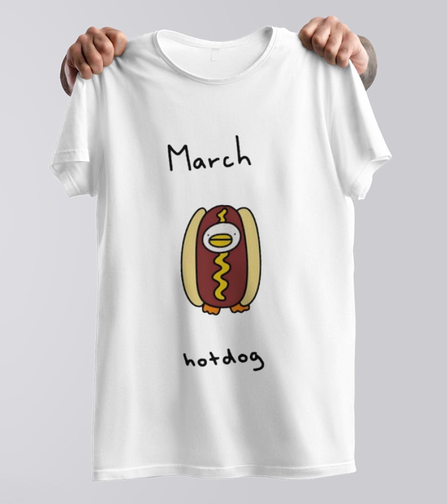 March Hotdog Cartoon Character With Food Animal T-Shirt