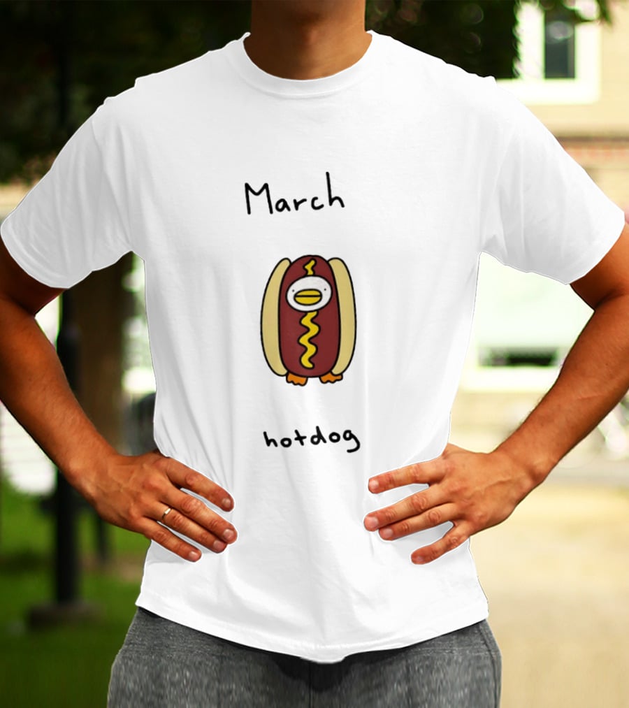 March Hotdog Cartoon Character With Food Animal T-Shirt