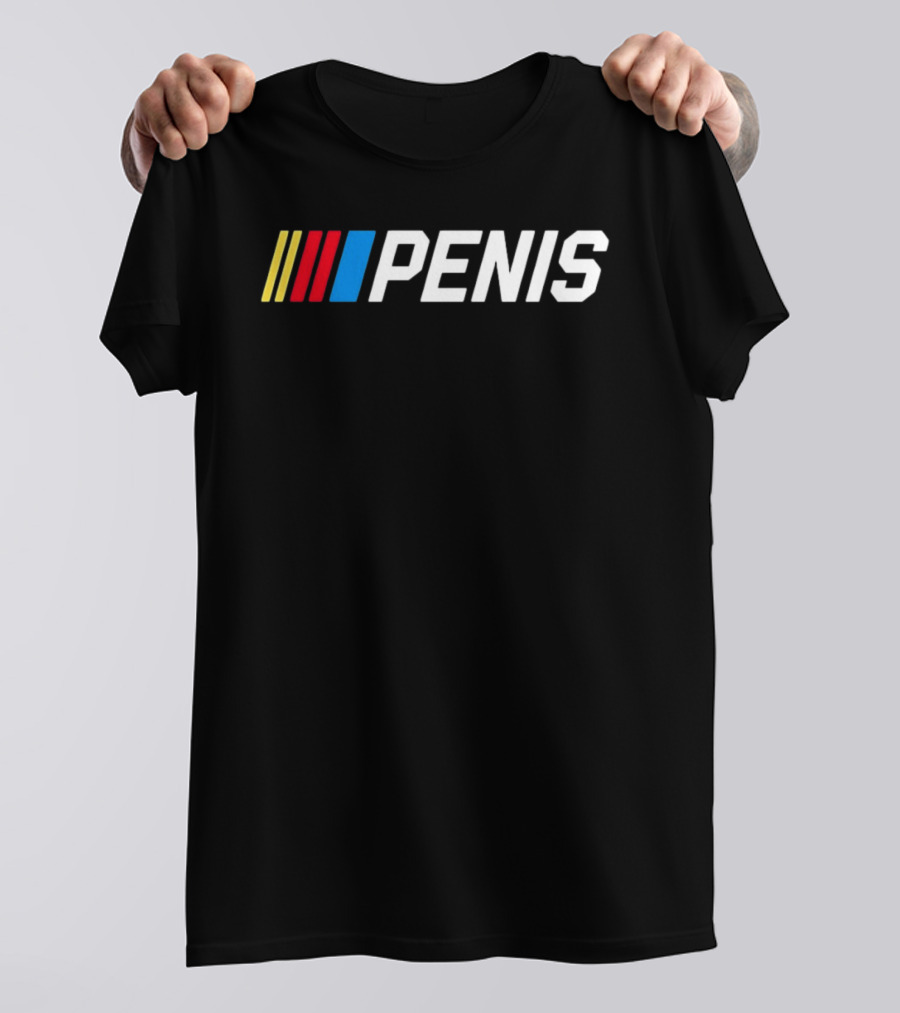 Penis NASCAR Racing With Iconic Striped T-Shirt