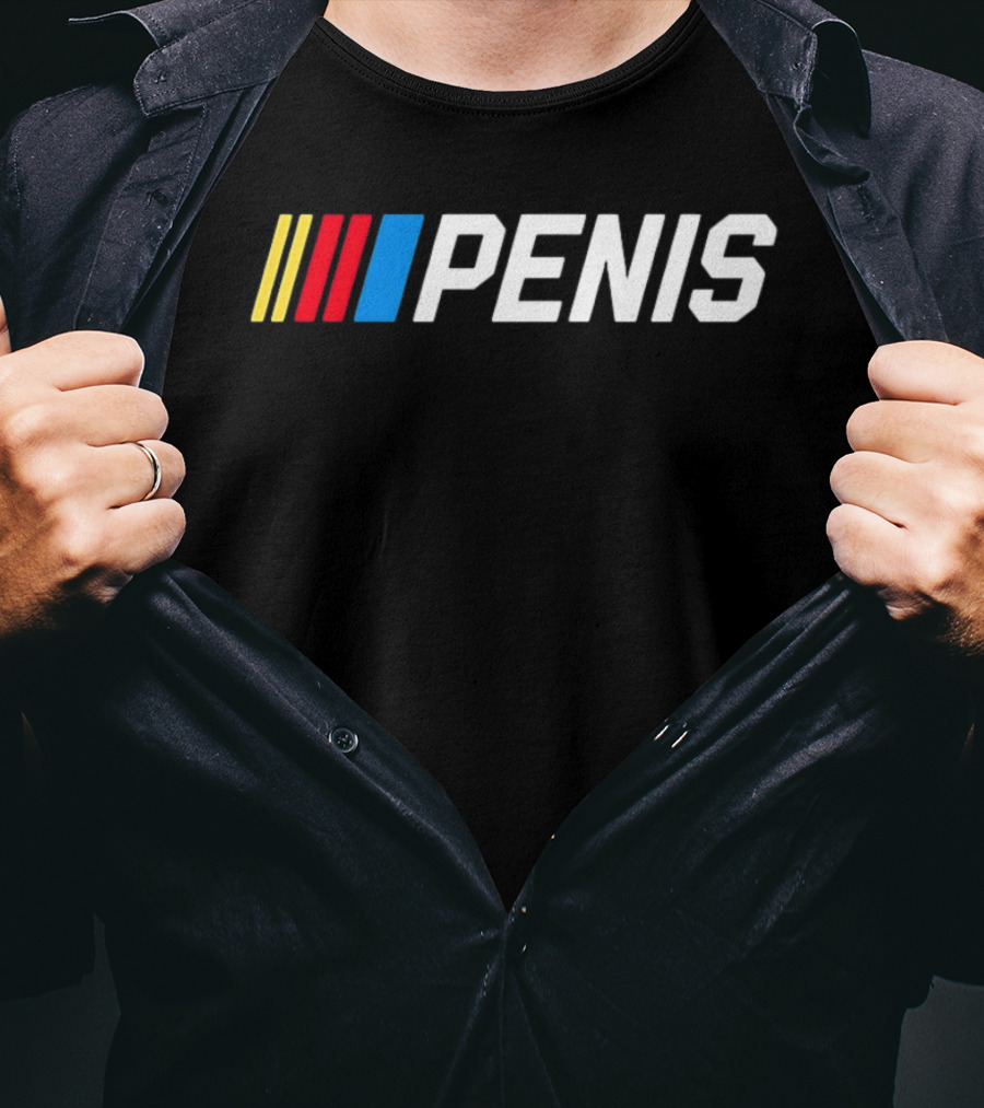Penis NASCAR Racing With Iconic Striped T-Shirt