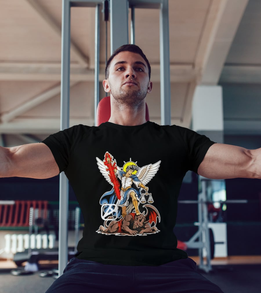 Saint Michael Archangel Warrior Flaming Sword Scales Victory Over Evil T-Shirt