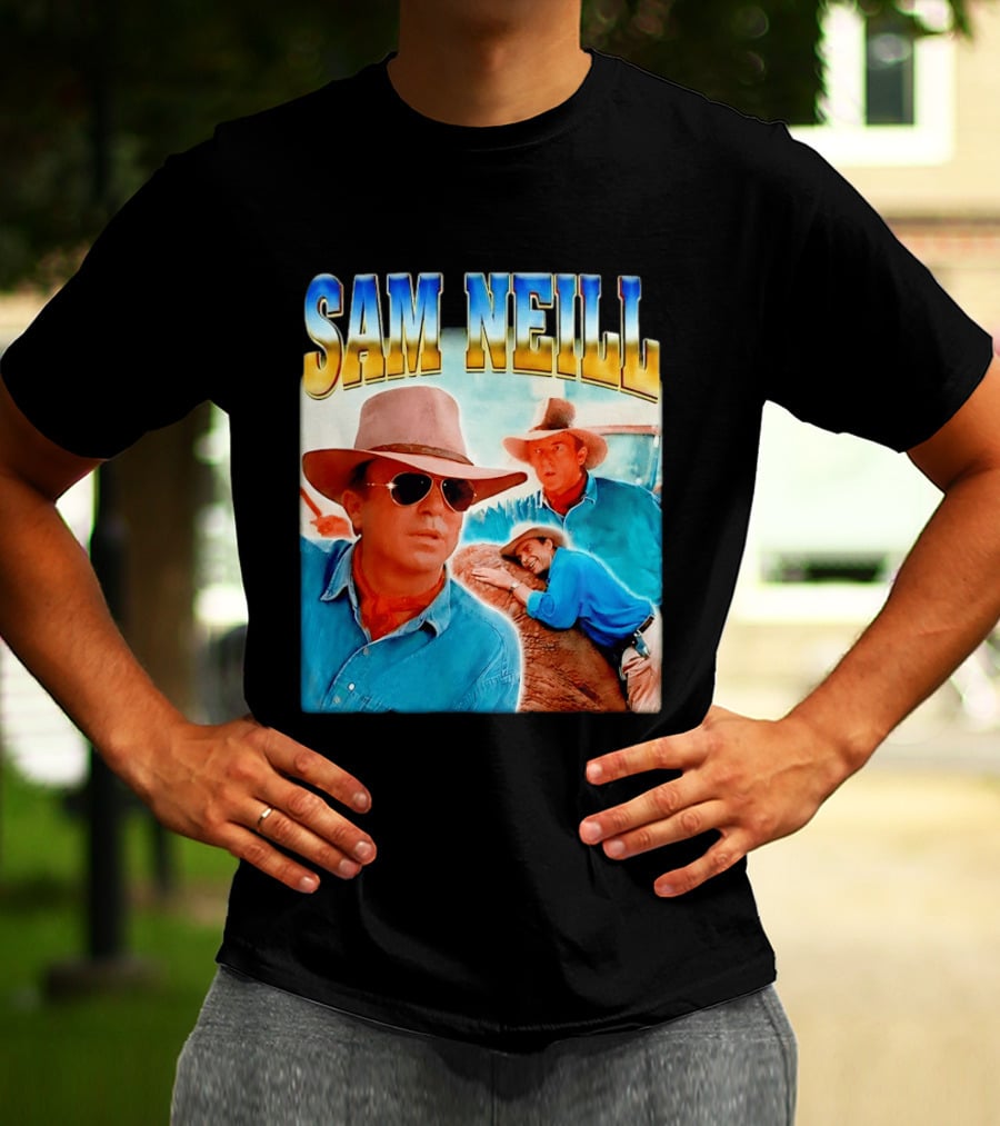 Sam Neill Vintage Style Cowboy Collage T-Shirt