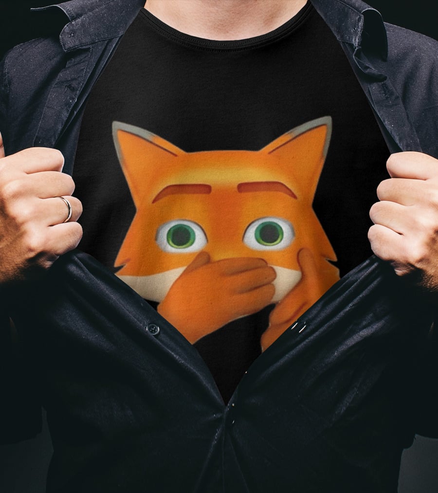Scuba Fox Emoji Animal Covering Mouth Diving T-Shirt