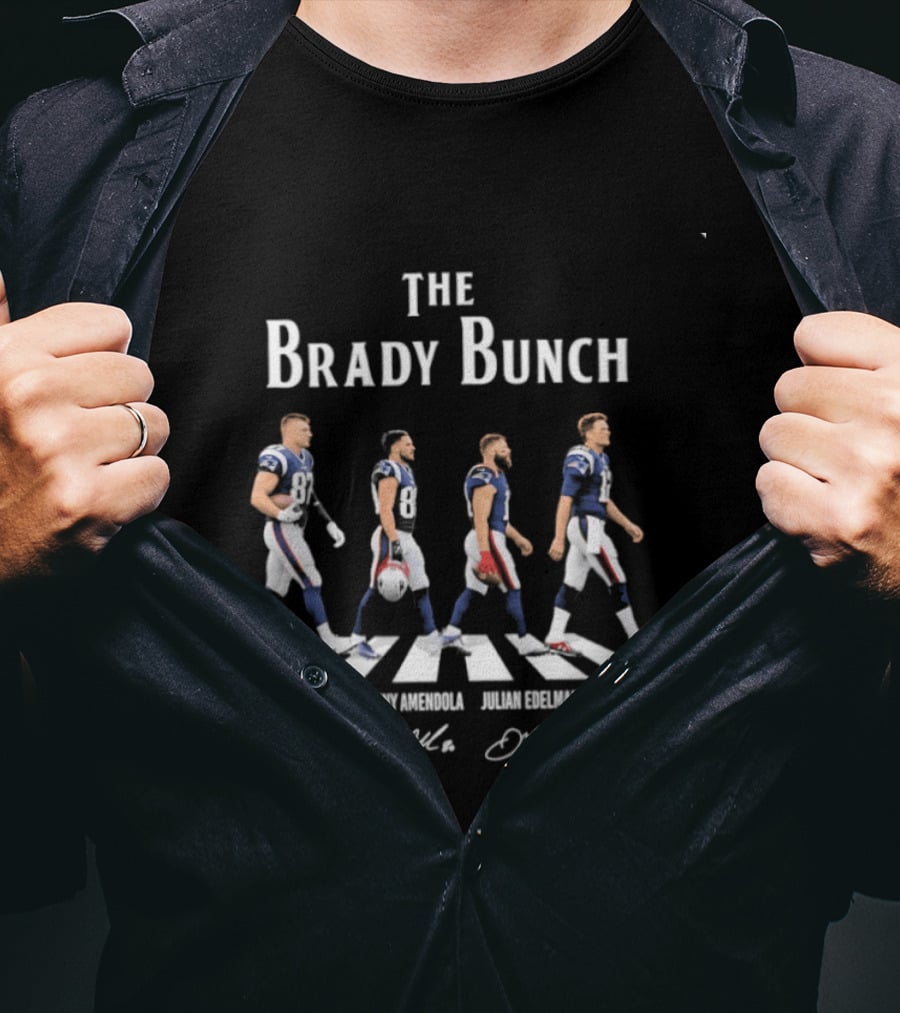 The Brady Bunch New England Patriots Abbey Road Rob Gronkowski Danny Amendola Julian Edelman Tom Brady T-Shirt