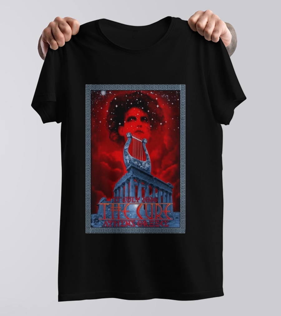 The Cure Athens Greece July 15 2026 Concert Parthenon Lyre Stars T-Shirt
