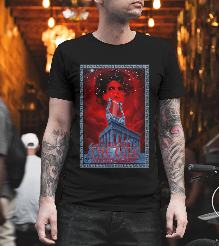 The Cure Athens Greece July 15 2026 Concert Parthenon Lyre Stars T-Shirt