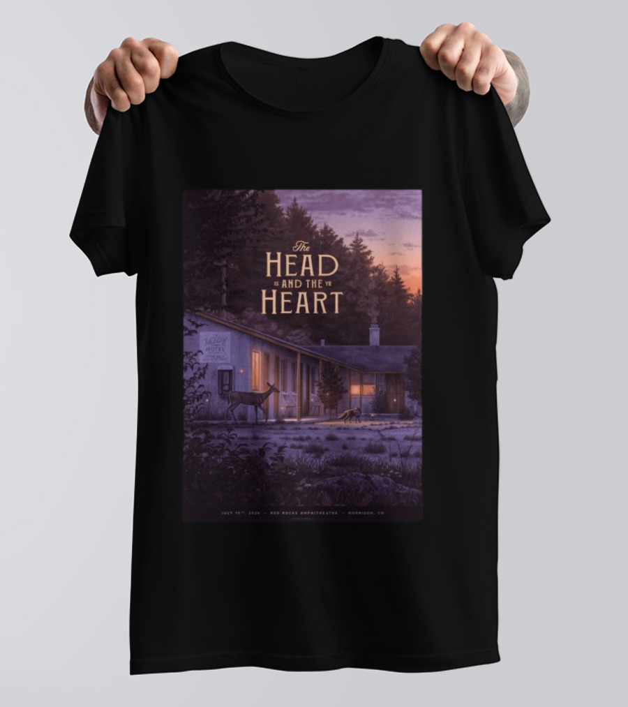 The Head And The Heart July 15 2026 Valley Motel Red Rocks Amphitheatre Morrison CO T-Shirt