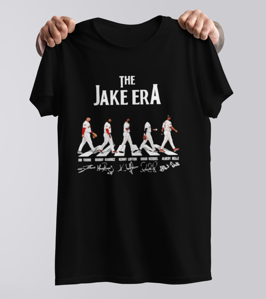 The Jake Era Cleveland Indians Jim Thome Manny Ramirez Kenny Lofton Omar Vizquel Albert Belle Signatures T-Shirt