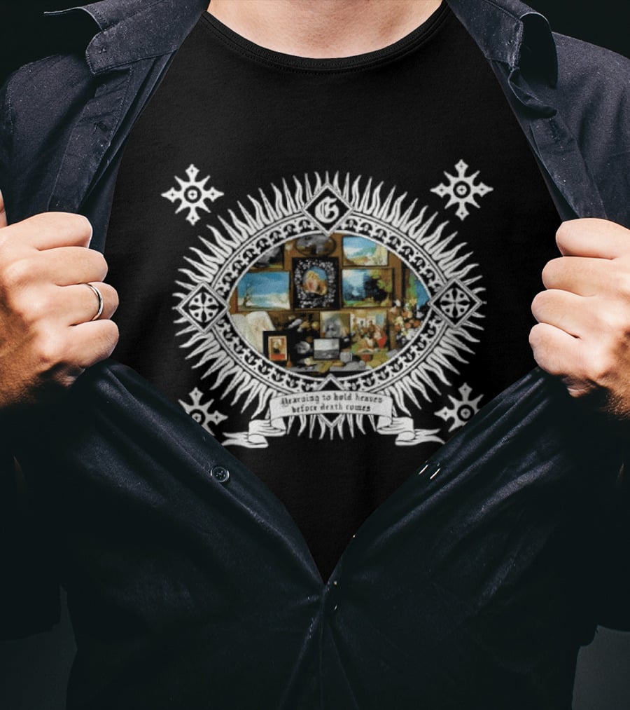 Yearning To Hold Heaven Before Death Comes Celestial Collage With Angelic And Serene Landscape T-Shirt