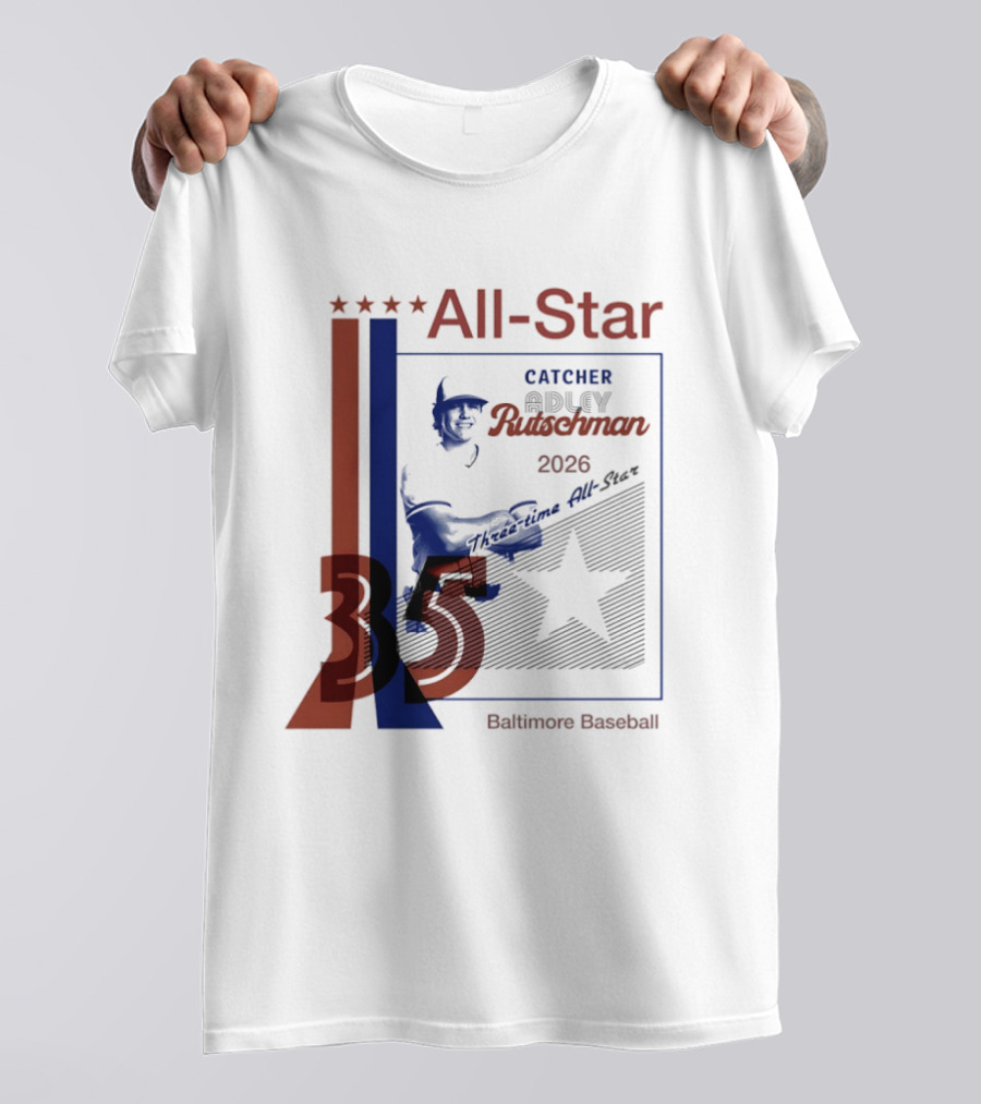 Adley Rutschman Three Time MLB All Star Catcher 2026 Baltimore Baseball 35 T-Shirt