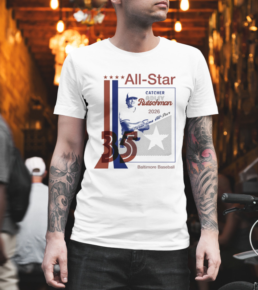 Adley Rutschman Three Time MLB All Star Catcher 2026 Baltimore Baseball 35 T-Shirt