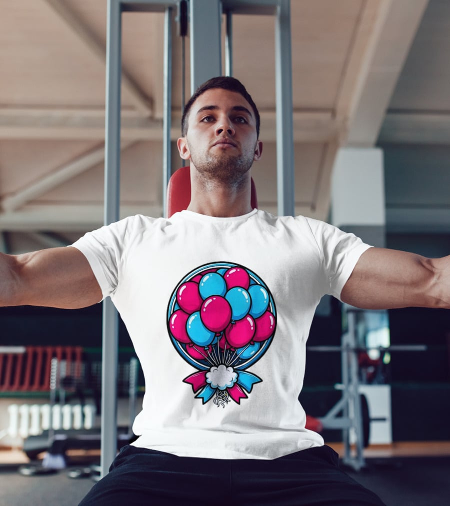 Balloon Bouquet Cartoon Vibrant Pink And Blue Celebration T-Shirt