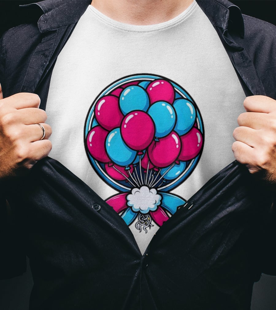 Balloon Bouquet Cartoon Vibrant Pink And Blue Celebration T-Shirt