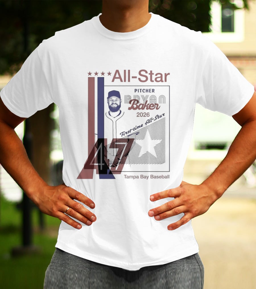 Tampa Bay Rays Bryan Baker 47 Pitcher 2026 MLB All Star T-Shirt