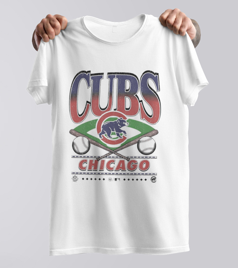 Chicago Cubs Baseball MLB Vintage Logo Crossed Bats T-Shirt