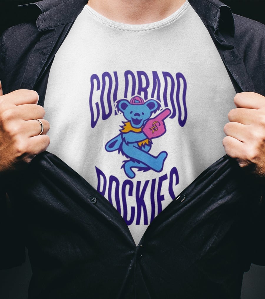 Colorado Rockies Grateful Dead Dancing Bear Sports Fan T-Shirt