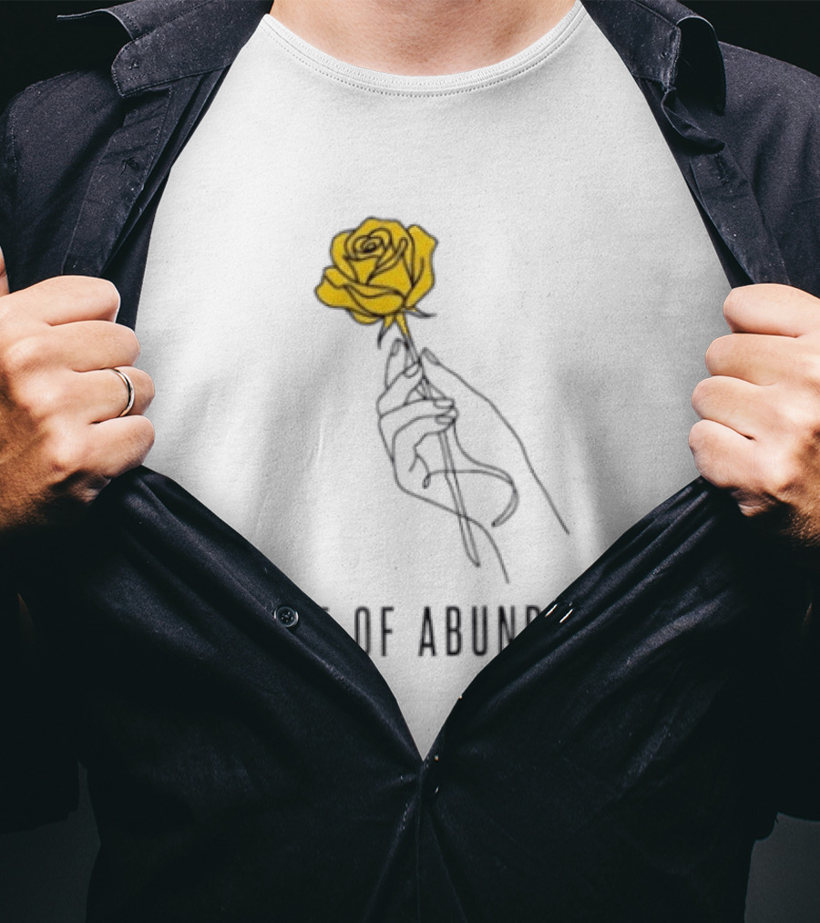 Curse Of Abundance Yellow Rose Hand Minimalist Line T-Shirt