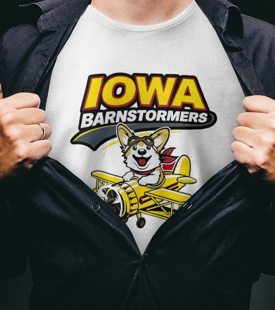 Iowa Barnstormers Corgi Pilot Airplane T-Shirt