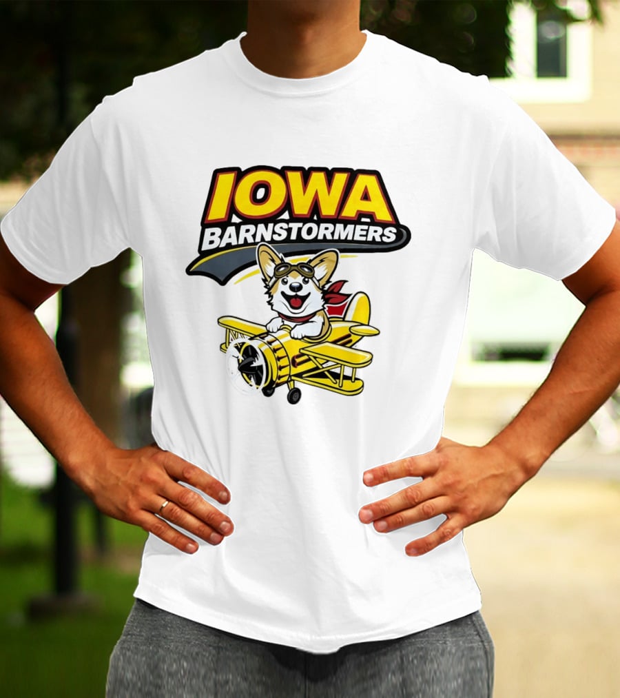 Iowa Barnstormers Corgi Pilot Airplane T-Shirt