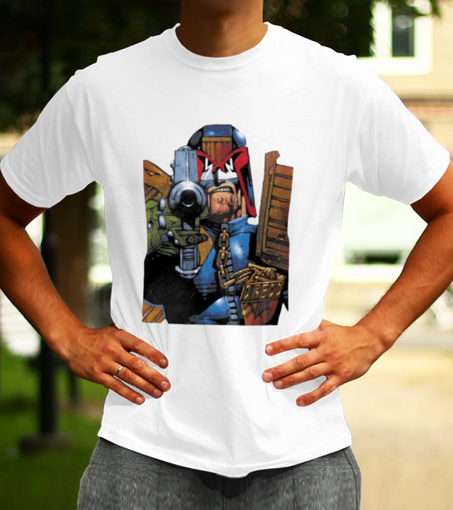 Judge Dredd 2000 AD Comic Book Character With Iconic Outfit T-Shirt