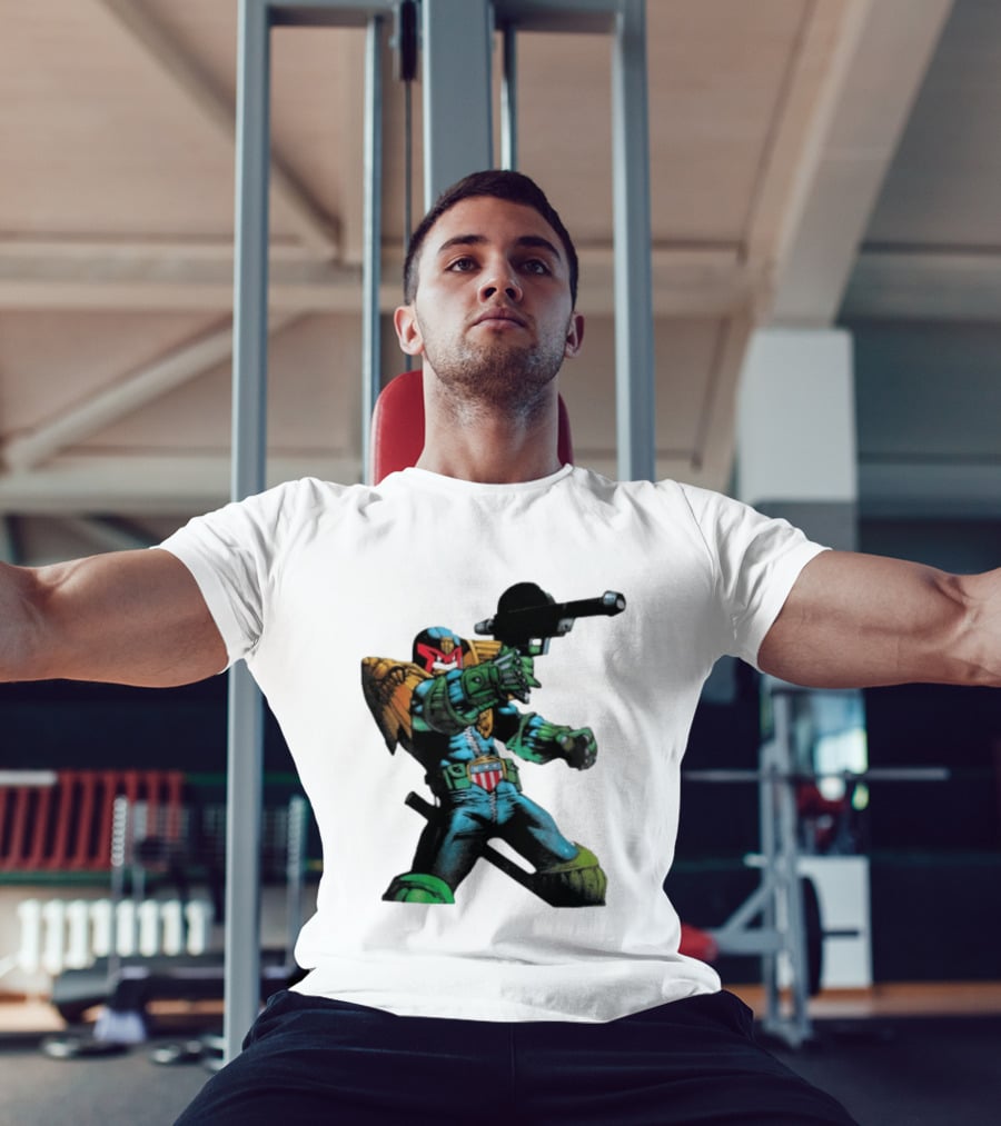 Judge Dredd Lawgiver Comic Book Character With Iconic Helmet T-Shirt