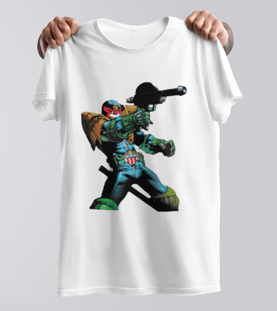 Judge Dredd Lawgiver Comic Book Character With Iconic Helmet T-Shirt