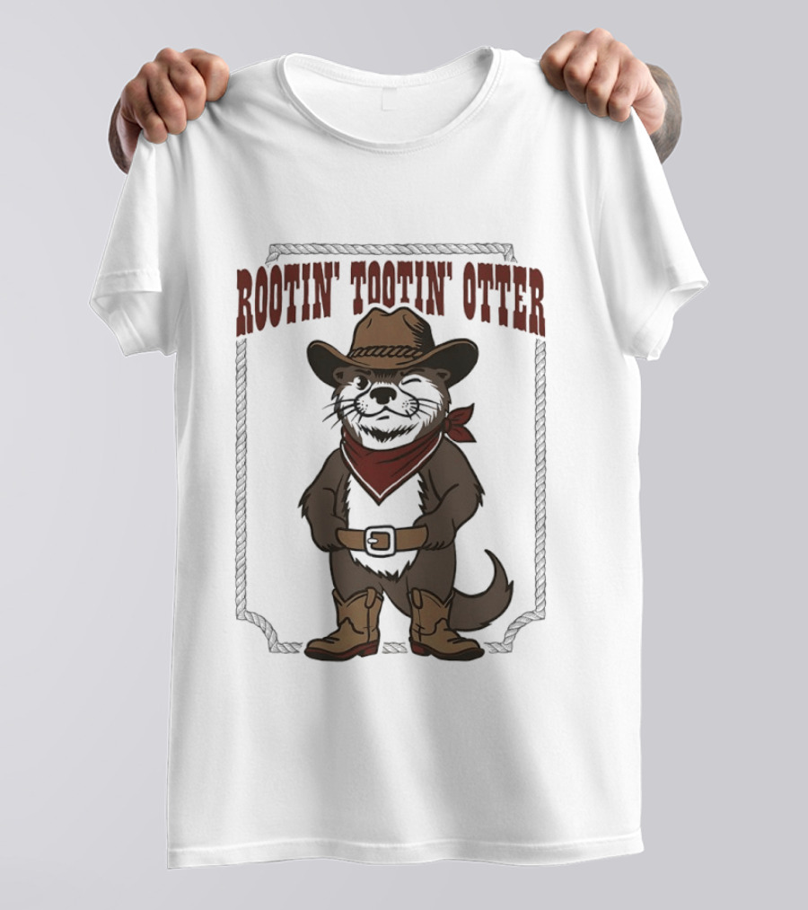 Rootin' Tootin' Otter Cowboy Western Animal Rustler T-Shirt