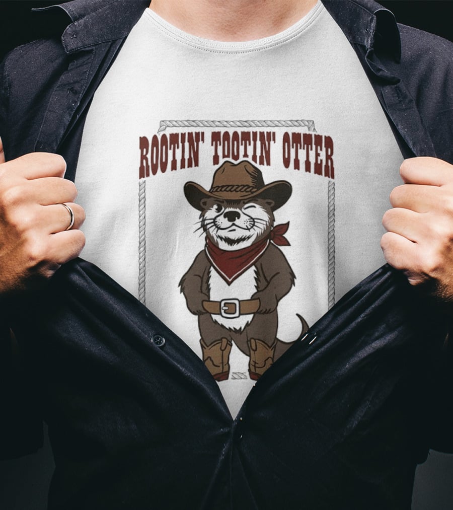Rootin' Tootin' Otter Cowboy Western Animal Rustler T-Shirt