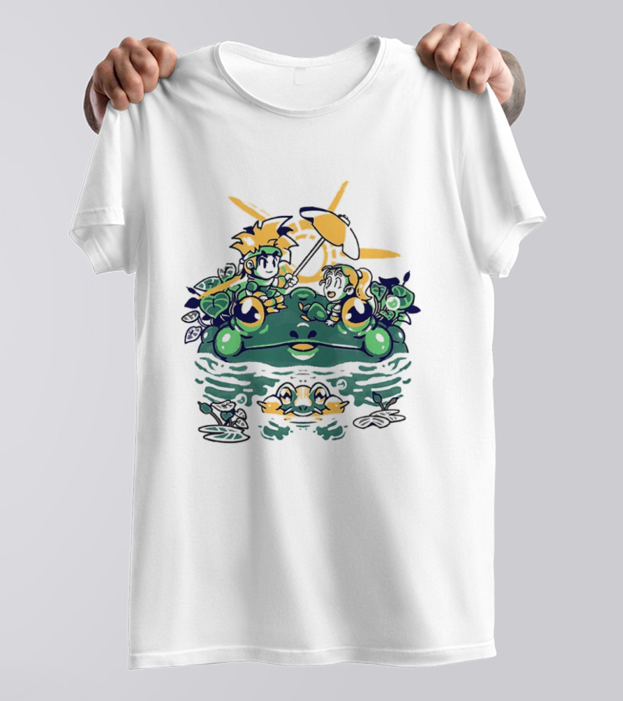 Hot Summer Swamp Frog Nature Characters Relaxing In Sun With Tropical Plants T-Shirt