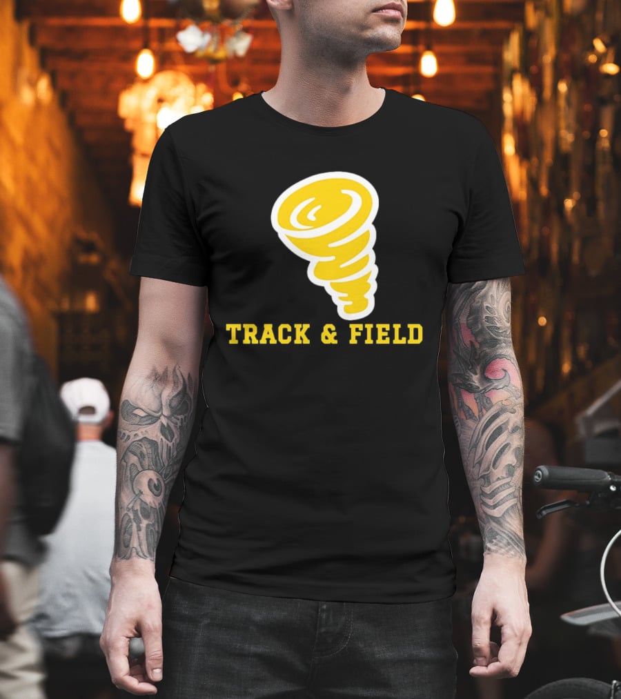 Tornado Track And Field Yellow Swirl Team Athletics T-Shirt