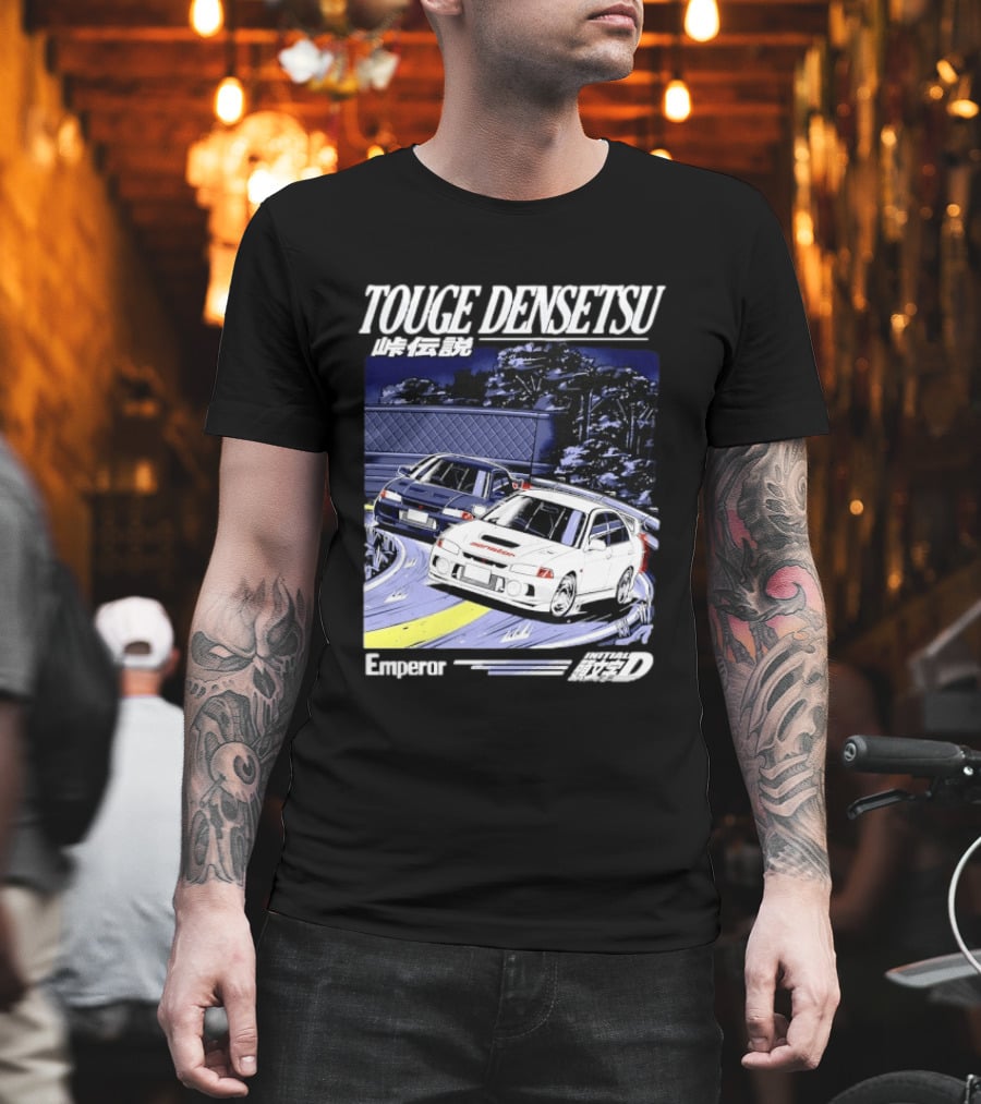 Touge Densetsu Emperor Initial D Mitsubishi Lancer Evolution Racing Scene T-Shirt