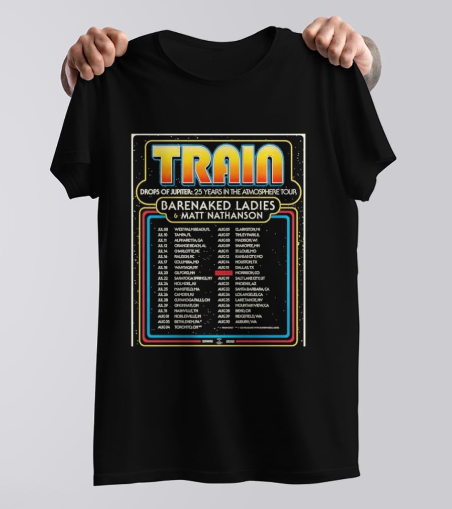 Train Drops Of Jupiter 25 Years Tour Barenaked Ladies And Matt Nathanson Tour Dates 2023 T-Shirt