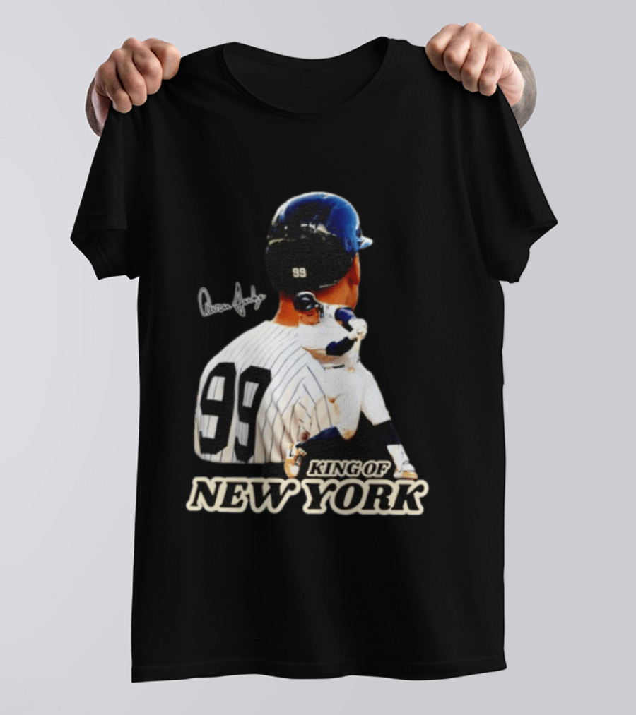Aaron Judge 99 King Of New York Yankees Baseball Player Signed T-Shirt