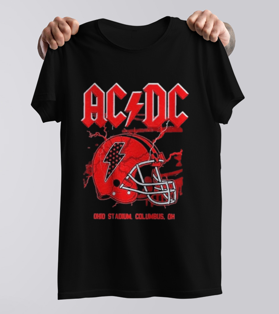 ACDC Pwr Up Tour 2026 Ohio Stadium Columbus Exclusive July 15 Lightning Bolt Helmet T-Shirt