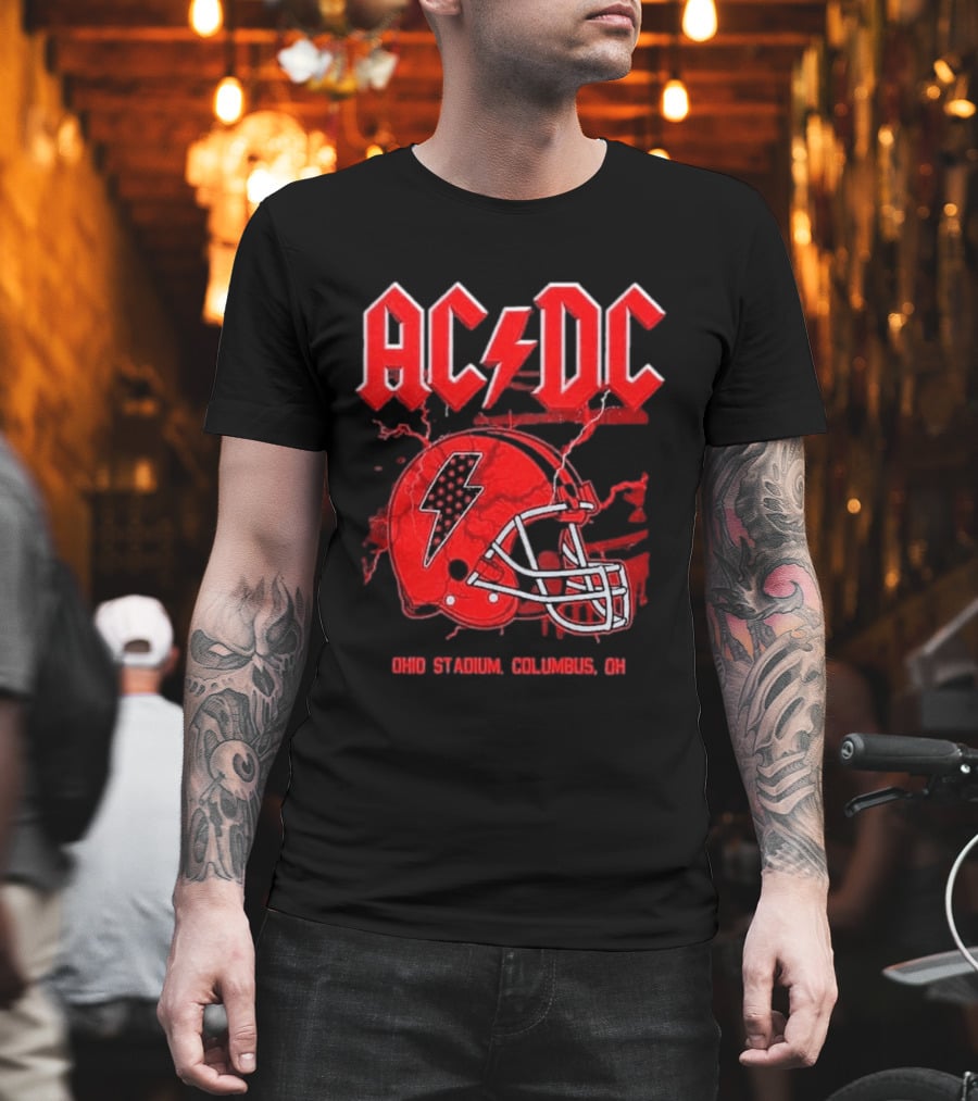 ACDC Pwr Up Tour 2026 Ohio Stadium Columbus Exclusive July 15 Lightning Bolt Helmet T-Shirt