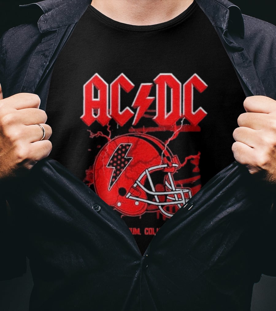 ACDC Pwr Up Tour 2026 Ohio Stadium Columbus Exclusive July 15 Lightning Bolt Helmet T-Shirt