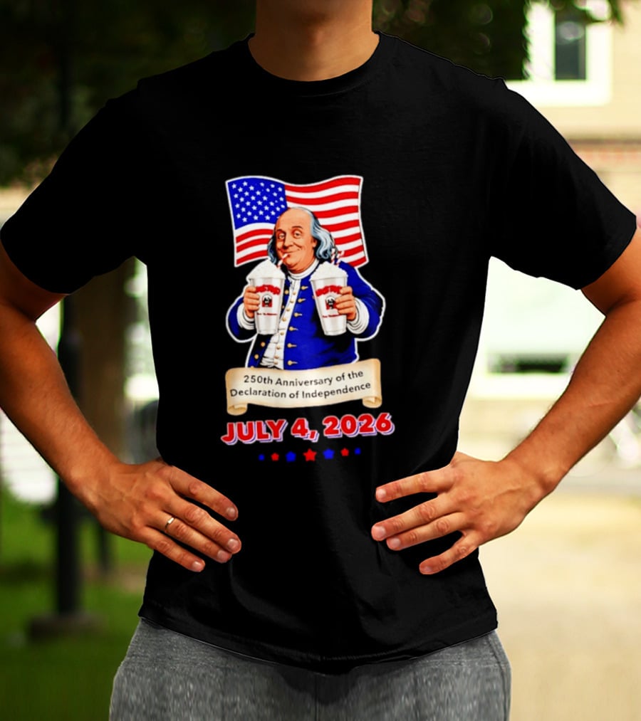 Benjamin Franklin July 4 2026 250th Anniversary Of The Declaration Of Independence T-Shirt