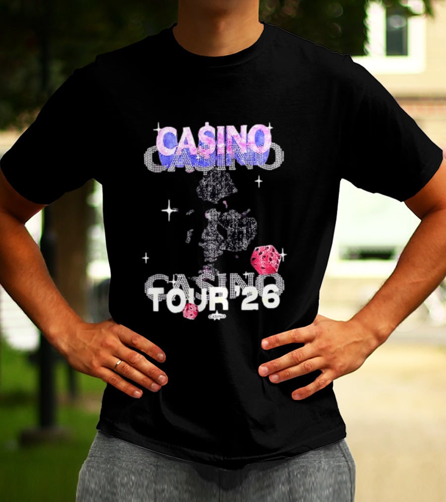 Casino Tour '26 Dice Gambling Las Vegas Sparkle Dice Stars T-Shirt