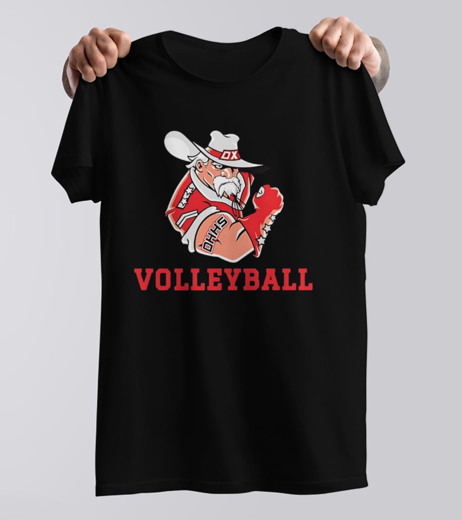 DHHS Volleyball Ox Mascot With Cowboy Hat And Gloves T-Shirt