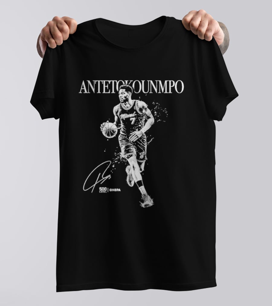 Antetokounmpo Miami Heat Mono Dribbling Signature T-Shirt