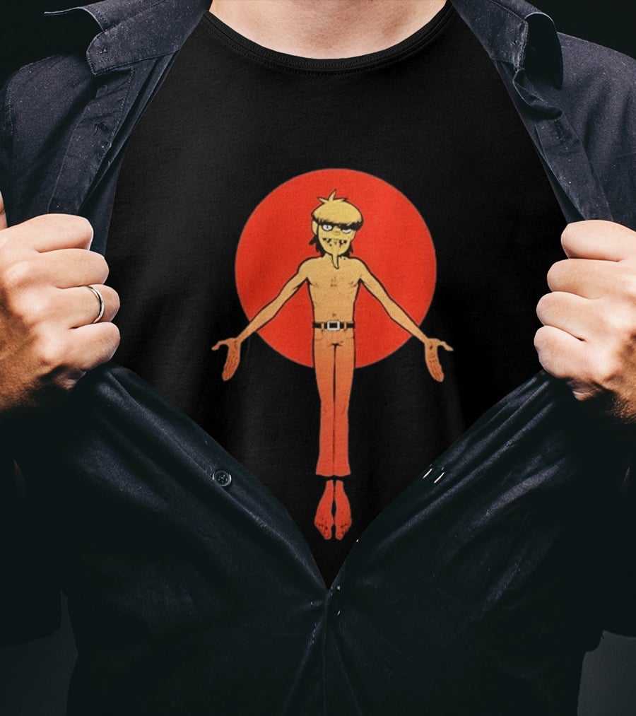 Gorillaz Murdoc Crucifix Pose Red Circle T-Shirt