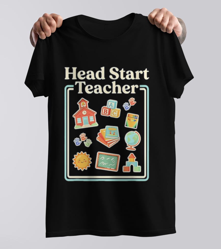 Head Start Teacher ABC Classroom Learning Sun Globe School Building Blocks T-Shirt